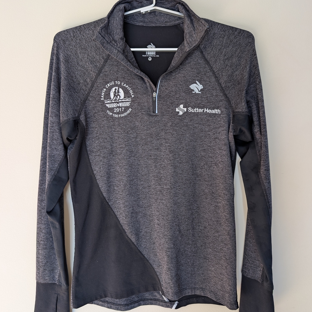Men's Gray and Black Rabbit Quarter-Zip Pullover